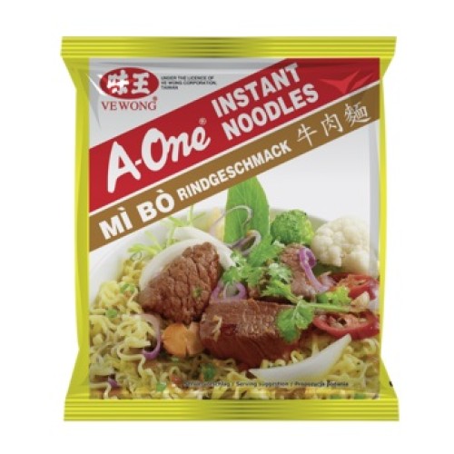 Kiirnuudlid veiseliha maitsega, keskmine teravus (A-One Mi Bo)