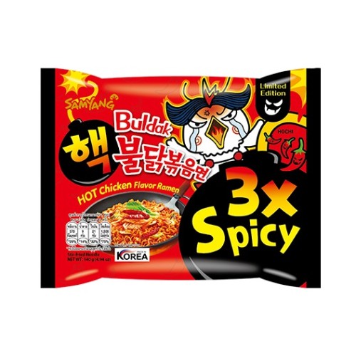 Kiirnuudlid, kanaliha maitsega, 3xterav (Buldak 3 X Spicy Chicken Ramyun)