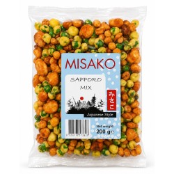 Segu rohelised herned wasabiga, praetud mais, oad tšilliga (Misako Sapporo) Segu rohelised herned wasabiga, praetud mais, oad tšilliga (Misako Sapporo)