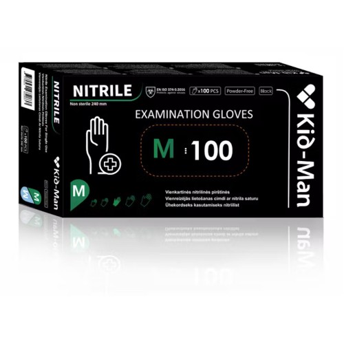 Nitriilkindad, puudrivabad, mustad, 100 tk  (Nitrile)