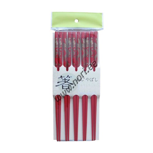 Chopsticks red-gold (5 pair - set)