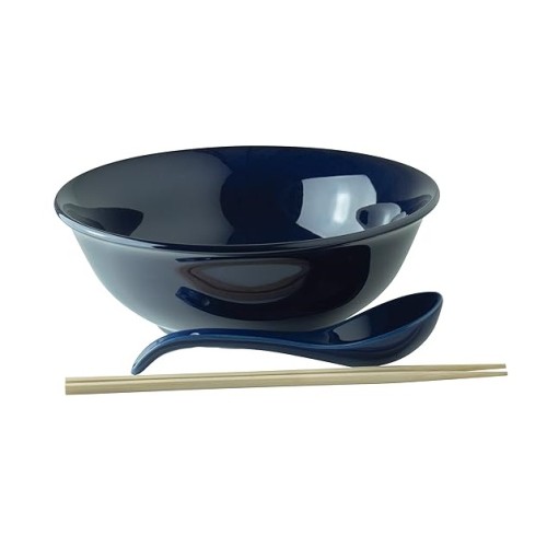 Ramen Soup Bowl and Spoon, Porcelain, Blue (Jade temple) Ramen Soup Bowl and Spoon, Porcelain, Blue (Jade temple)