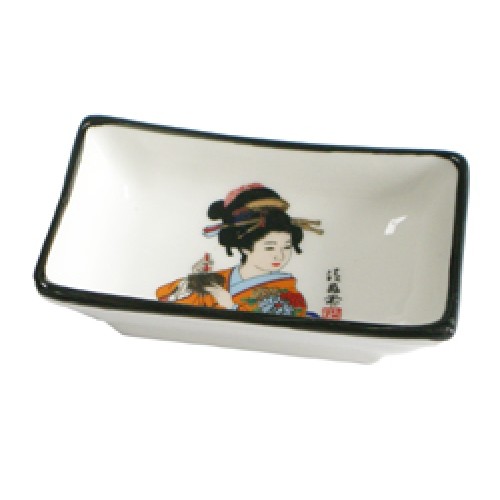 Sauce Dish, Porcelain, Geisha